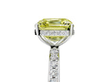 White gold Fancy Yellow Asscher Cut Diamond Solitaire Ring with Pavé Band and Hidden Halo_37