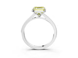 White gold Fancy Yellow Asscher Cut Diamond Solitaire Ring with Pavé Band and Prong Setting_15