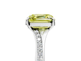 White gold Fancy Yellow Asscher Cut Diamond Solitaire Ring with Pavé Band and Prong Setting_17