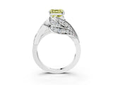White gold Fancy Yellow Asscher Cut Diamond Solitaire Ring with Prong Setting and Twisted Pavé Band_27