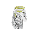 White gold Fancy Yellow Asscher Cut Diamond Solitaire Ring with Prong Setting and Twisted Pavé Band_29