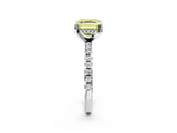 White gold Fancy Yellow Asscher Cut Diamond Solitaire Ring with Round  Pavé Band and Four-Prong Setting_74