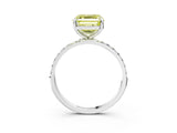 White gold Fancy Yellow Asscher Cut Diamond Solitaire Ring with Round  Pavé Band and Prong Setting_113