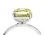 White gold Fancy Yellow Asscher Cut Diamond Solitaire Ring with Round  Pavé Band and Prong Setting_116