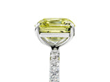 White gold Fancy Yellow Asscher Cut Diamond Solitaire Ring with Round  Pavé Band and Prong Setting_117