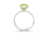 White gold Fancy Yellow Asscher Cut Diamond Solitaire Ring with Round  Pavé Band and Prong Setting_119