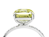 White gold Fancy Yellow Asscher Cut Diamond Solitaire Ring with Round  Pavé Band and Prong Setting_120