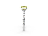 White gold Fancy Yellow Asscher Cut Diamond Solitaire Ring with Shared Prong Pavé Band and Four-Prong Setting_19