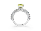 White gold Fancy Yellow Asscher Cut Diamond Solitaire Ring with Shared Prong Pavé Band and Four-Prong Setting_20