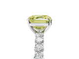 White gold Fancy Yellow Asscher Cut Diamond Solitaire Ring with Shared Prong Pavé Band and Four-Prong Setting_22