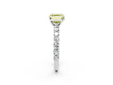 White gold Fancy Yellow Asscher Cut Diamond Solitaire Ring with Shared Prong Pavé Band and Four-Prong Setting_31
