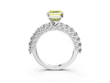 White gold Fancy Yellow Asscher Cut Diamond Solitaire Ring with Shared Prong Pavé Band and Four-Prong Setting_32