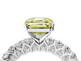 White gold Fancy Yellow Asscher Cut Diamond Solitaire Ring with Shared Prong Pavé Band and Four-Prong Setting_33