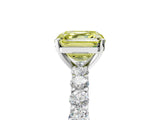 White gold Fancy Yellow Asscher Cut Diamond Solitaire Ring with Shared Prong Pavé Band and Four-Prong Setting_34