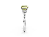 White gold Fancy Yellow Asscher Cut Diamond Solitaire Ring with Side Stones and Four-Prong Setting_77