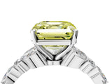 White gold Fancy Yellow Asscher Cut Diamond Solitaire Ring with Side Stones and Four-Prong Setting_78