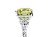 White gold Fancy Yellow Asscher Cut Diamond Solitaire Ring with Side Stones and Four-Prong Setting_79