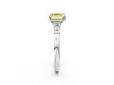 White gold Fancy Yellow Asscher  Cut Diamond Solitaire Ring with Tapered Baguette Accents and Four-Prong Setting_19