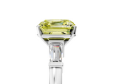 White gold Fancy Yellow Asscher  Cut Diamond Solitaire Ring with Tapered Baguette Accents and Four-Prong Setting_27