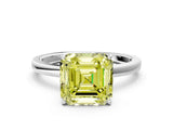 White gold Fancy Yellow Asscher Cut Diamond Solitaire Ring with Thin Band and Prong Setting_22