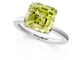 White gold Fancy Yellow Asscher Cut Diamond Solitaire Ring with Thin Band and Prong Setting_23