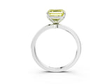 White gold Fancy Yellow Asscher Cut Diamond Solitaire Ring with Thin Band and Prong Setting_25