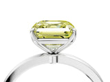 White gold Fancy Yellow Asscher Cut Diamond Solitaire Ring with Thin Band and Prong Setting_26