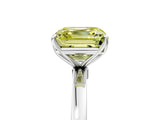 White gold Fancy Yellow Asscher Cut Diamond Solitaire Ring with Thin Band and Prong Setting_27
