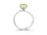 White gold Fancy Yellow Asscher Cut Diamond Solitaire Ring with Thin Band and Prong Setting_49