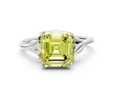White gold Fancy Yellow Asscher Cut Diamond Solitaire Ring with Twist Band and Four-Prong Setting_105