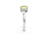 White gold Fancy Yellow Asscher Cut Diamond Solitaire Ring with Twist Band and Four-Prong Setting_108