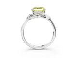 White gold Fancy Yellow Asscher Cut Diamond Solitaire Ring with Twist Band and Four-Prong Setting_109