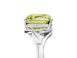 White gold Fancy Yellow Asscher Cut Diamond Solitaire Ring with Twist Band and Four-Prong Setting_111