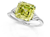 White gold Fancy Yellow Asscher Cut Diamond Solitaire Ring with Twist Band and Four-Prong Setting_112