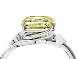 White gold Fancy Yellow Asscher Cut Diamond Solitaire Ring with Twist Band and Four-Prong Setting_115