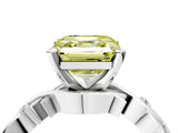 White gold Fancy Yellow Asscher Cut Diamond Solitaire Ring with Twisted Band and Prong Setting_63
