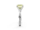 White gold Fancy Yellow Asscher Cut Diamond Solitaire Twist Band Prong Setting Ring_56