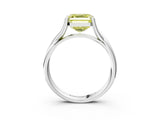 White gold Fancy Yellow Asscher Cut Diamond Solitaire Twist Band Prong Setting Ring_57