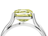 White gold Fancy Yellow Asscher Cut Diamond Solitaire Twist Band Prong Setting Ring_58