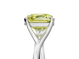 White gold Fancy Yellow Asscher Cut Diamond Solitaire Twist Band Prong Setting Ring_59