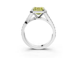 White gold Fancy Yellow Asscher Cut Diamond Split Shank Halo Ring with Four-Prong Setting_48