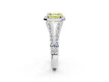 White gold Fancy Yellow Asscher Cut Diamond Split Shank Halo Ring with Four-Prong Setting_49