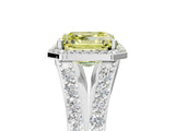White gold Fancy Yellow Asscher Cut Diamond Split Shank Halo Ring with Four-Prong Setting_52