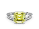 White gold Fancy Yellow Asscher Cut Diamond Split Shank Pavé Engagement Ring with Four-Prong Setting_29