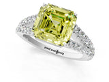 White gold Fancy Yellow Asscher Cut Diamond Split Shank Pavé Engagement Ring with Four-Prong Setting_30