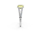 White gold Fancy Yellow Asscher Cut Diamond Split Shank Pavé Engagement Ring with Four-Prong Setting_31