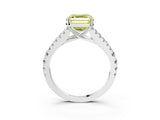 White gold Fancy Yellow Asscher Cut Diamond Split Shank Pavé Engagement Ring with Four-Prong Setting_32