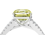 White gold Fancy Yellow Asscher Cut Diamond Split Shank Pavé Engagement Ring with Four-Prong Setting_33