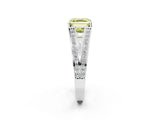 White gold Fancy Yellow Asscher Cut Diamond Split Shank Ring with Pavé Band and Four-Prong Setting_36