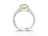 White gold Fancy Yellow Asscher Cut Diamond Split Shank Ring with Pavé Band and Four-Prong Setting_38